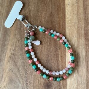 ⭐️ Handmade REAL STONE -DB Lily Pad- Phone Strap Bracelet Clip On #23